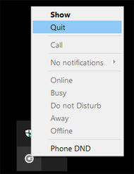 Right click Communicator tray icon to close