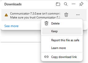 Select Keep from 3-dot menu