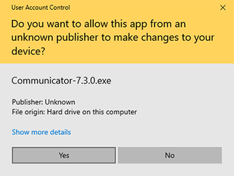 Allow application UAC prompt