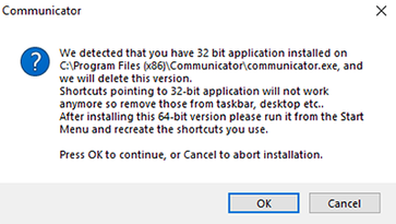 32-bit application detected - OK