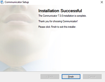 Installation complete - Finish