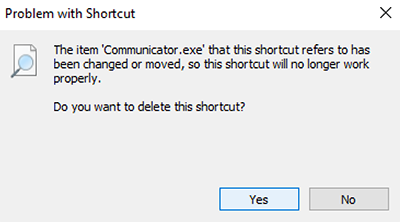 Problem with Shortcut dialog