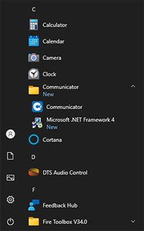 Start Menu - find Communicator