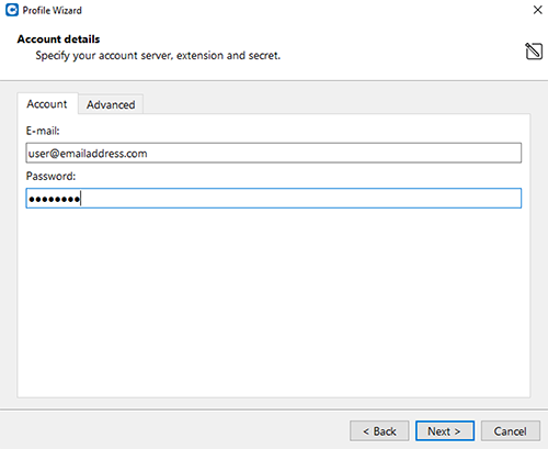 Enter account details