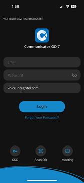 Communicator GO 7 Login screen