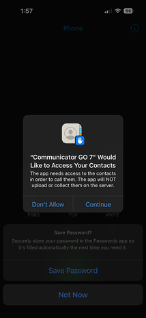Communicator GO 7 Contacts permission