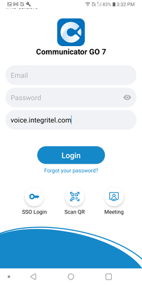 Communicator GO 7 Login screen