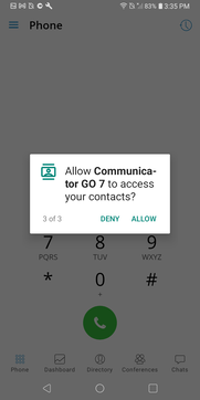 Allow contacts permission